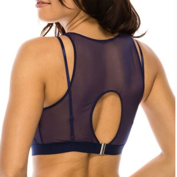 NWT Very Sexy Youmita Floral Lace BLue Mesh Overlay Bralette Fits S/M - Picture 2 of 7